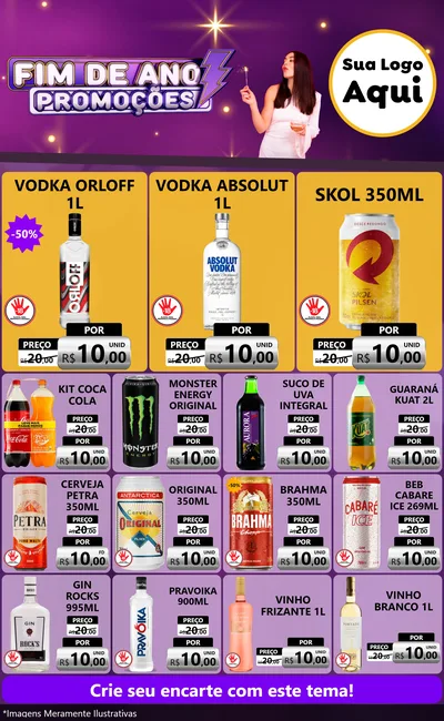 Modelo de Encarte para Encarte Grande com o tema Fim de Ano Promoções para Distribuidora de bebidas