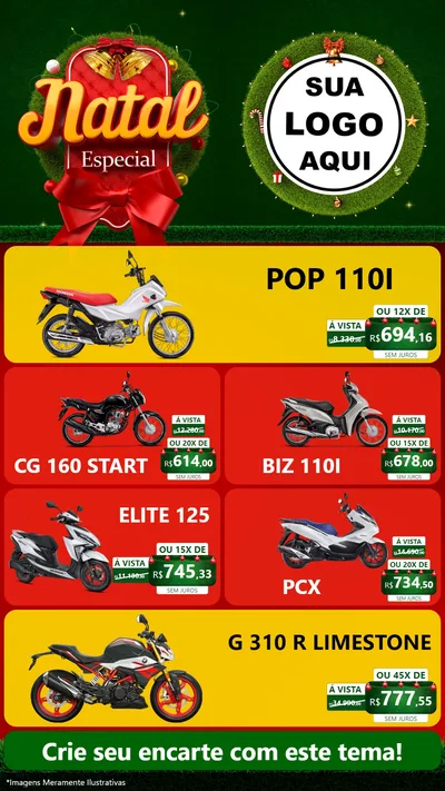 Modelo de TV para TV Vertical com o tema Natal Especial para Concessionaria de Motos