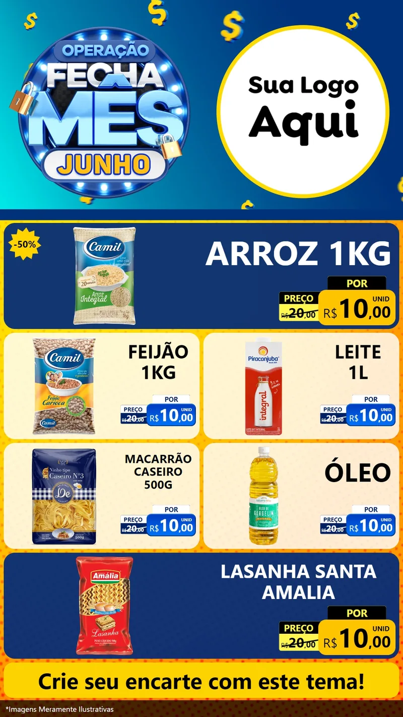 Modelo de TV para TV Vertical com o tema Operação Fecha Mês, Junho para Supermercado