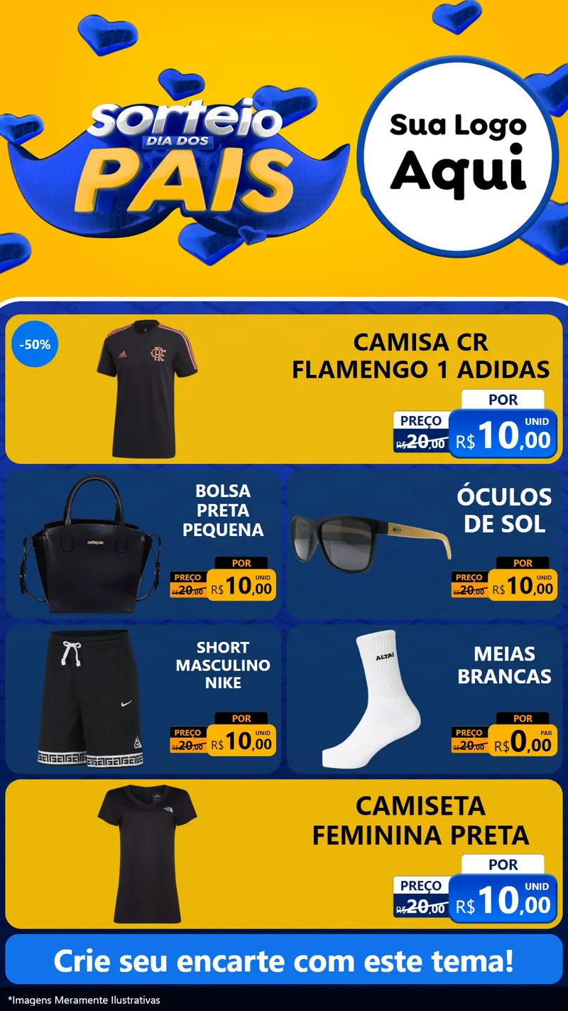 Modelo de TV para TV Vertical com o tema Sorteio Dia dos Pais para Roupas e acessórios