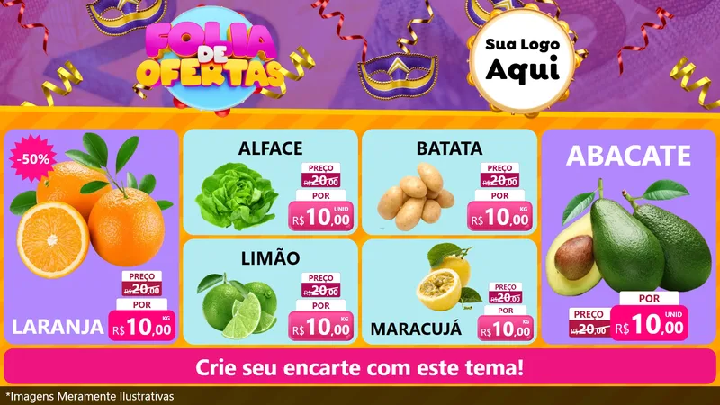 Modelo de TV para TV Horizontal com o tema Folia de Ofertas para Hortifrúti