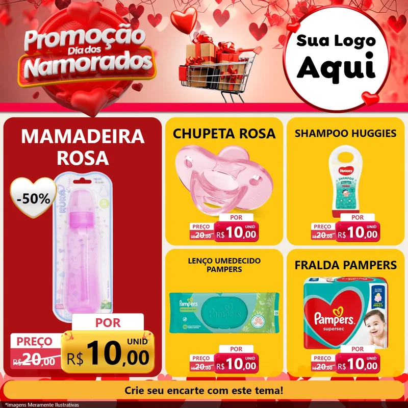 Modelo de Rede Social para Feed Facebook com o tema Promoção Dia dos Namorados para Bebês