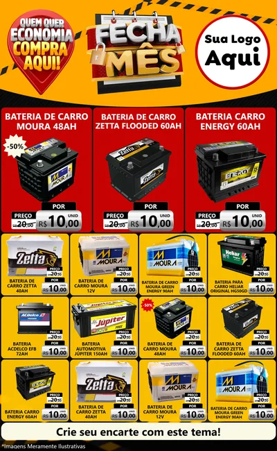 Modelo de Encarte para Encarte Grande com o tema Fecha Mês para Baterias Elétricas