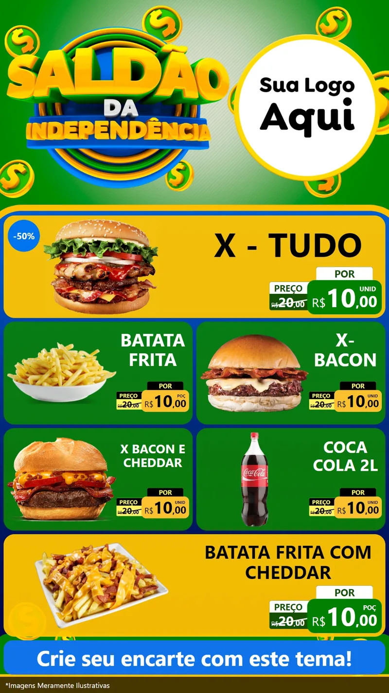 Modelo de TV para TV Vertical com o tema Saldão da Indepêndencia para Hamburgueria