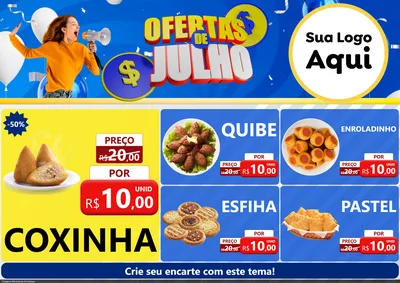 Modelo de Encarte para Encarte A4 Horizontal com o tema Ofertas de Julho para Salgadaria