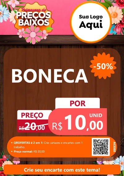 Modelo de Cartaz para Cartaz A4 Vertical com o tema Primavera de Preços Baixos para Brinquedos