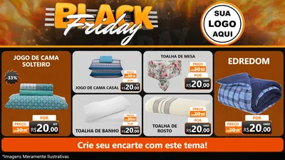 Modelo de TV para TV Horizontal com o tema Black Friday para Cama, Mesa e Banho