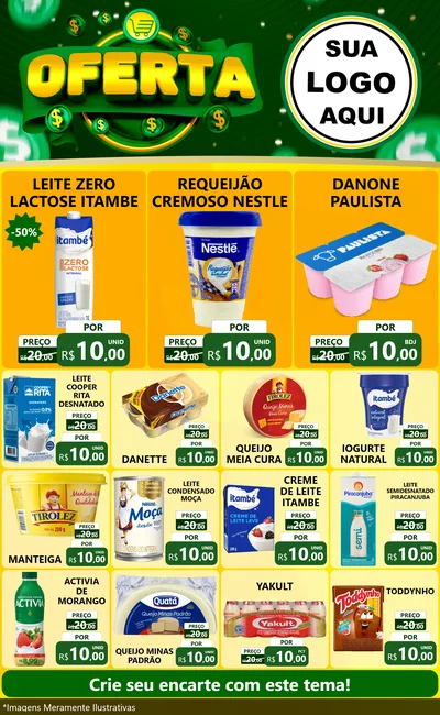 Modelo de Encarte para Encarte Grande com o tema Oferta para Frios e Laticínios