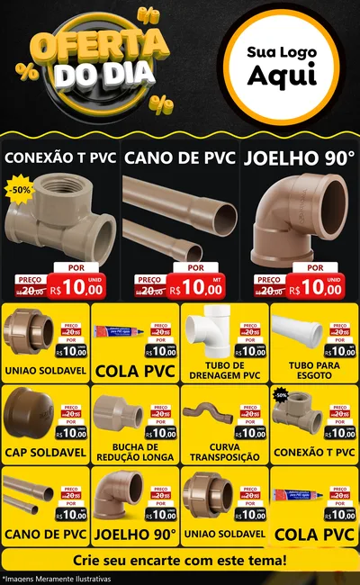 Modelo de Encarte para Encarte Grande com o tema Oferta Do Dia para Tubos e conexões