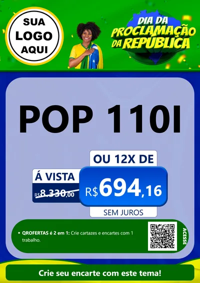 Modelo de Cartaz para Cartaz A4 Vertical com o tema Dia Da Proclamação Da República para Concessionaria de Motos