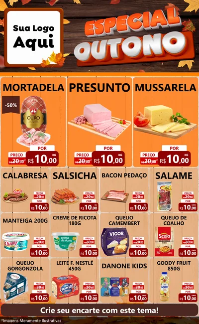 Modelo de Encarte para Encarte Grande com o tema Especial Outono para Frios e Laticínios
