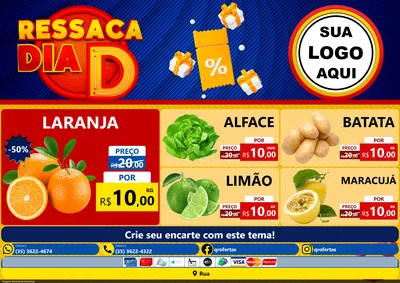 Modelo de Encarte para Encarte A4 Horizontal com o tema Ressaca Dia D para Hortifrúti