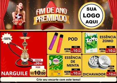 Modelo de Encarte para Encarte A4 Horizontal com o tema Fim de Ano Premiado para Tabacaria