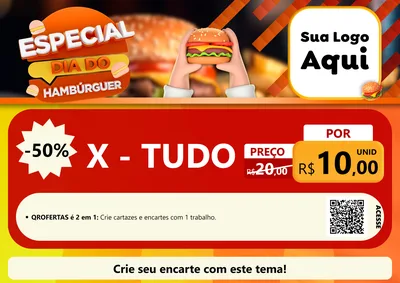 Modelo de Cartaz para Cartaz A4 Horizontal com o tema Especial Dia do Hamburguer para Hamburgueria