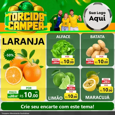 Modelo de Rede Social para Feed Facebook com o tema Torcida Campeã - Copa para Hortifrúti