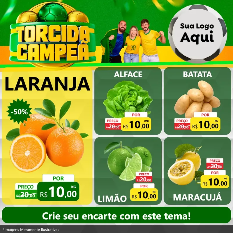 Modelo de Rede Social para Feed Facebook com o tema Torcida Campeã - Copa para Hortifrúti