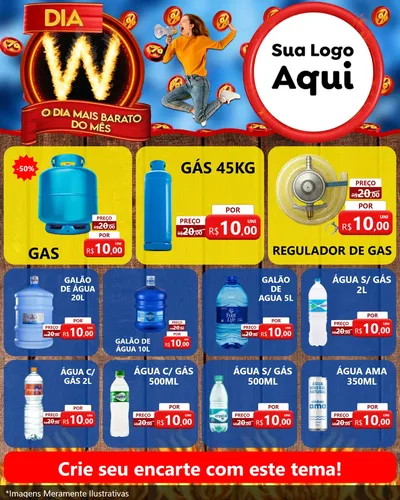 Modelo de Rede Social para Feed Instagram com o tema Dia W - O Dia Mais Barato Do Mês para Água e gás