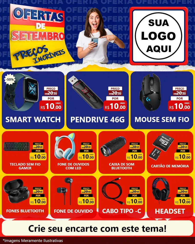 Modelo de Rede Social para Feed Instagram com o tema Ofertas de Setembro - Preços Incríveis para Informática