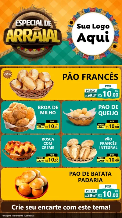 Modelo de TV para TV Vertical com o tema Especial De Arraial para Padaria