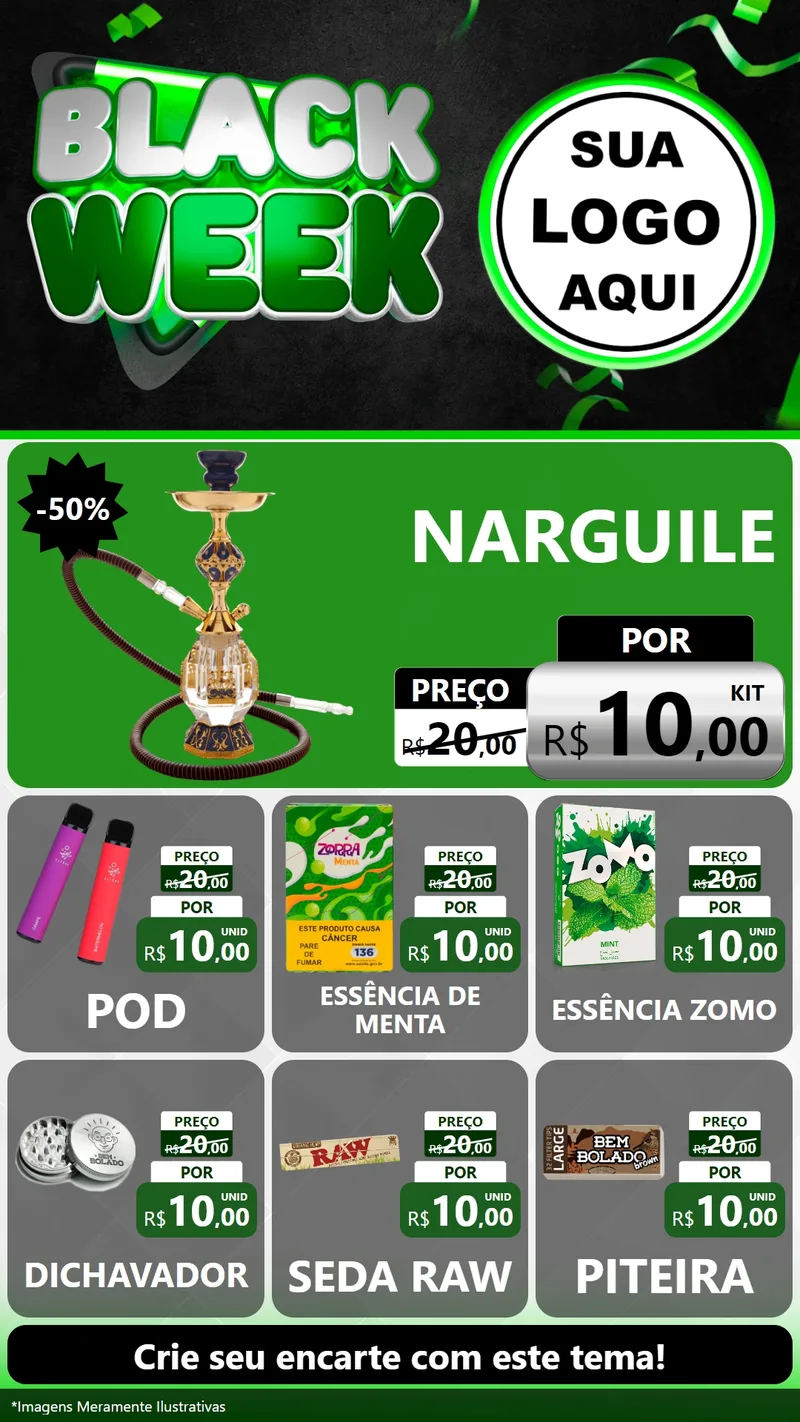 Modelo de Rede Social para Stories com o tema Black Week para Tabacaria