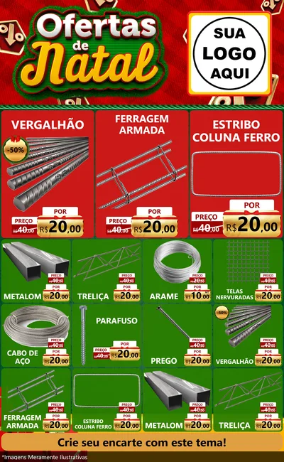 Modelo de Encarte para Encarte Grande com o tema Ofertas de Natal para Ferragens