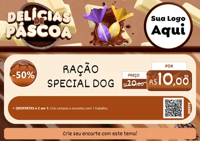 Modelo de Cartaz para Cartaz A4 Horizontal com o tema Delícias de Páscoa para Pet Shop