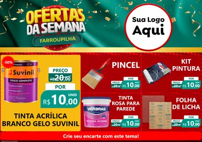 Modelo de Encarte para Encarte A4 Horizontal com o tema Ofertas da Semana Farroupilha para Tintas e Ferramentas