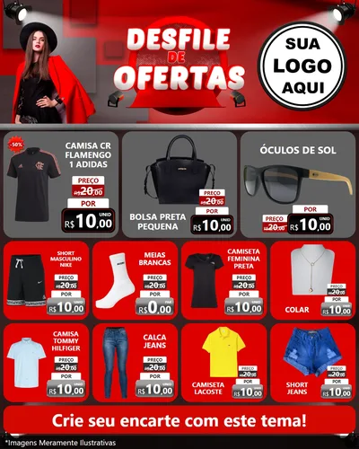 Modelo de Rede Social para Feed Instagram com o tema Desfile de Ofertas para Roupas e acessórios