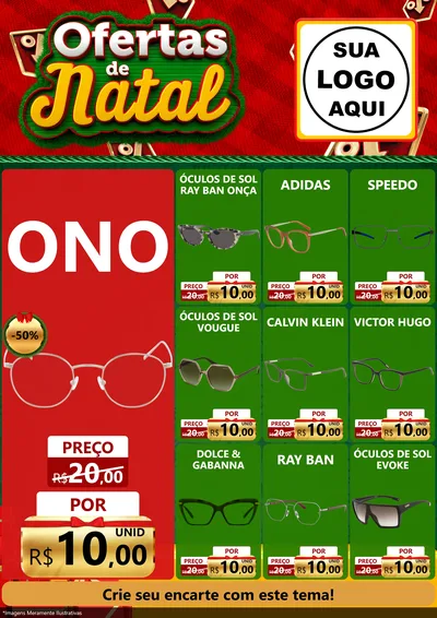 Modelo de Encarte para Encarte A4 Vertical com o tema Ofertas de Natal para Óticas