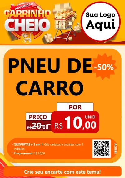 Modelo de Cartaz para Cartaz A4 Vertical com o tema Promoção carrinho cheio para Auto peças