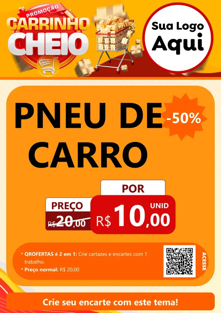 Modelo de Cartaz para Cartaz A4 Vertical com o tema Promoção carrinho cheio para Auto peças