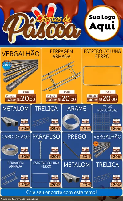 Modelo de Encarte para Encarte Grande com o tema Ofertas de Páscoa para Ferragens