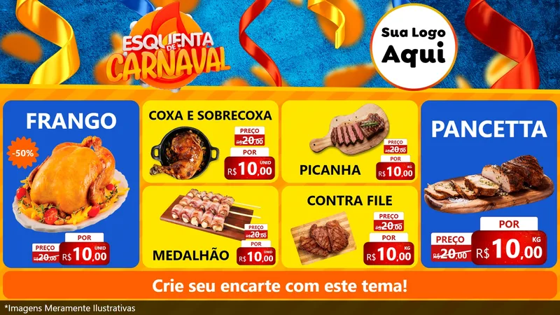 Modelo de TV para TV Horizontal com o tema Esquenta de Carnaval para Assados
