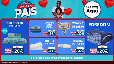 Modelo de TV para TV Horizontal com o tema Semana Dos Pais para Cama, Mesa e Banho
