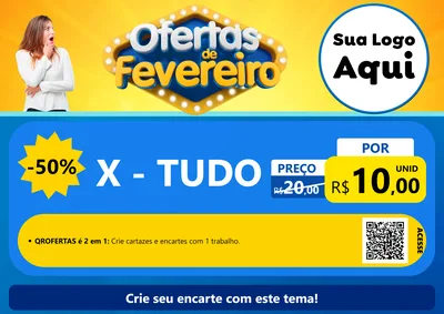 Modelo de Cartaz para Cartaz A4 Horizontal com o tema Ofertas de Fevereiro para Hamburgueria