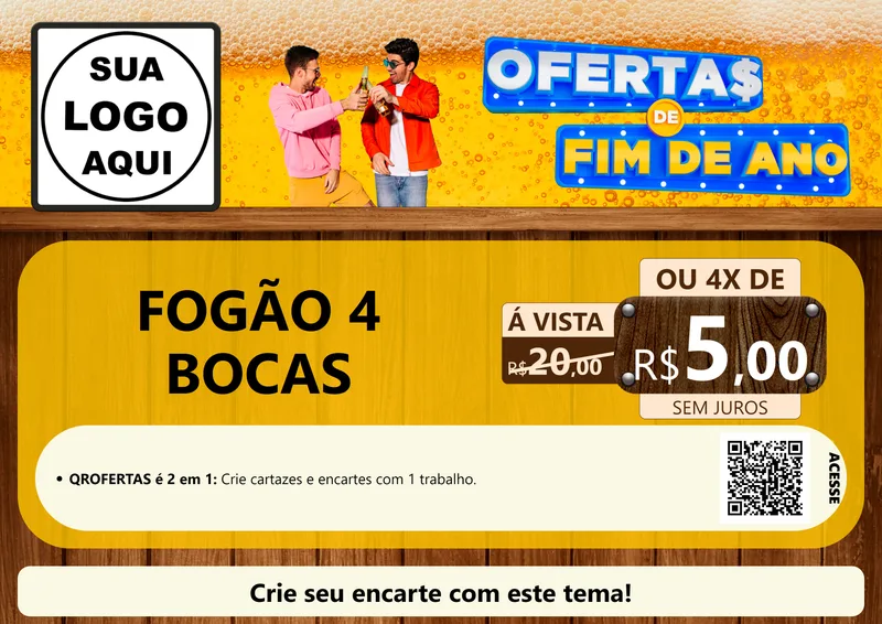 Modelo de Cartaz para Cartaz A4 Horizontal com o tema Ofertas de Fim de Ano para Móveis e Eletro