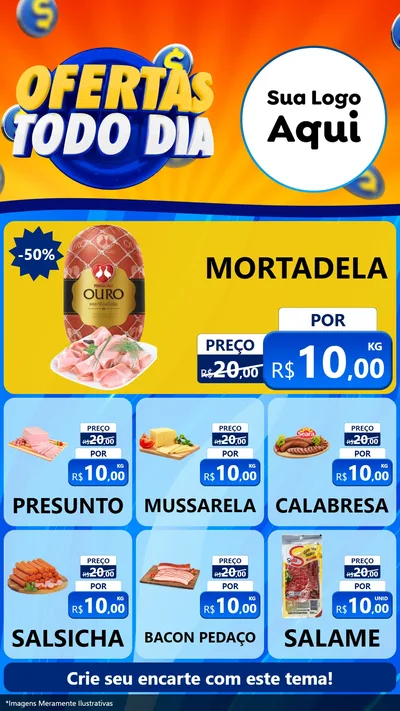Modelo de Rede Social para Stories com o tema Ofertas Todo Dia para Frios e Laticínios