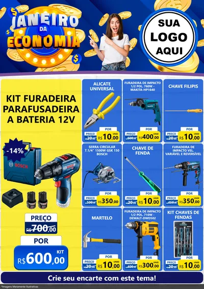 Modelo de Encarte para Encarte A4 Vertical com o tema Janeiro da Economia para Maquinas e Ferramentas