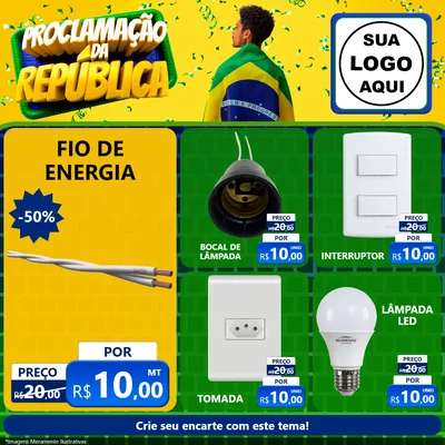 Modelo de Rede Social para Feed Facebook com o tema Proclamação da República para Materiais Elétricos