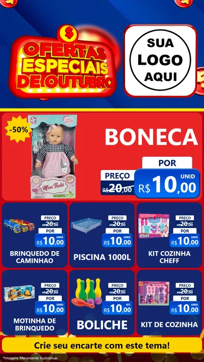 Modelo de Rede Social para Stories com o tema Ofertas Especiais de Outubro para Brinquedos