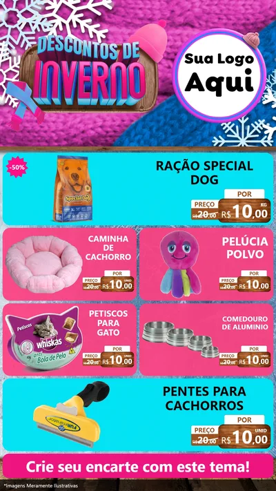 Modelo de TV para TV Vertical com o tema Descontos de Inverno para Pet Shop