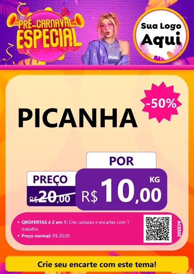 Modelo de Cartaz para Cartaz A4 Vertical com o tema Pré-Carnaval Especial para Açougue