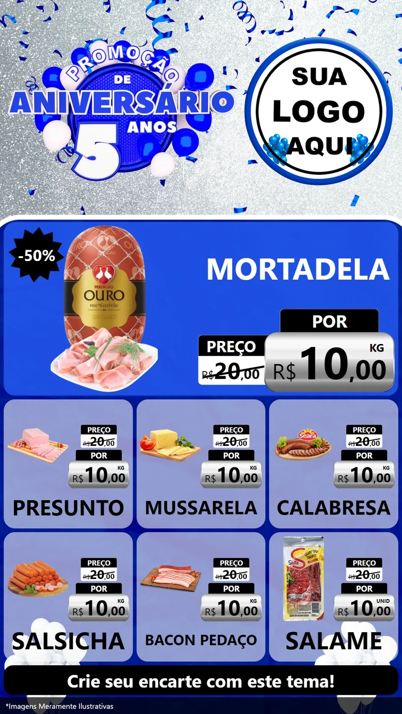 Modelo de Rede Social para Stories com o tema Promoção de Aniversário - 5 Anos para Frios e Laticínios