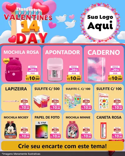 Modelo de Rede Social para Feed Instagram com o tema Valentine's Day para Papelaria
