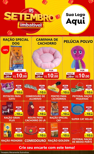 Modelo de Encarte para Encarte Grande com o tema Setembro Imbatível para Pet Shop