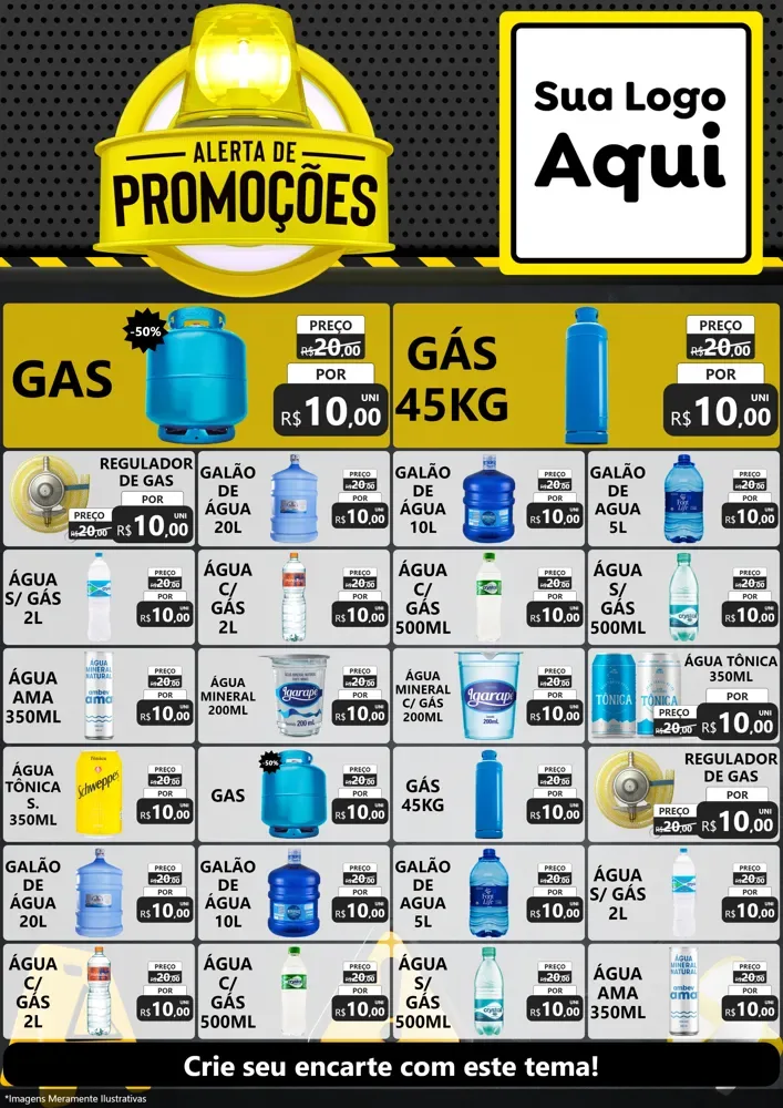 Modelo de Encarte para Encarte A4 Vertical com o tema Alerta de Promoções para Água e gás