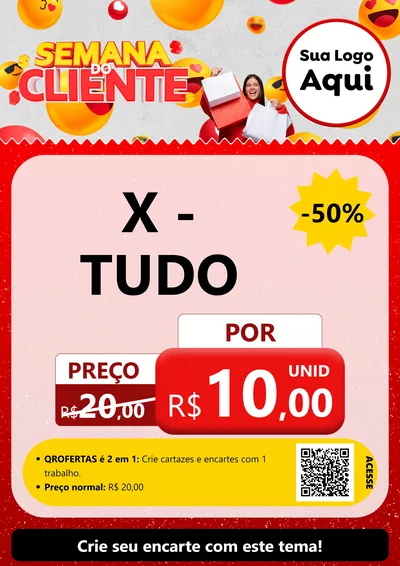 Modelo de Cartaz para Cartaz A4 Vertical com o tema Semana do Cliente para Hamburgueria