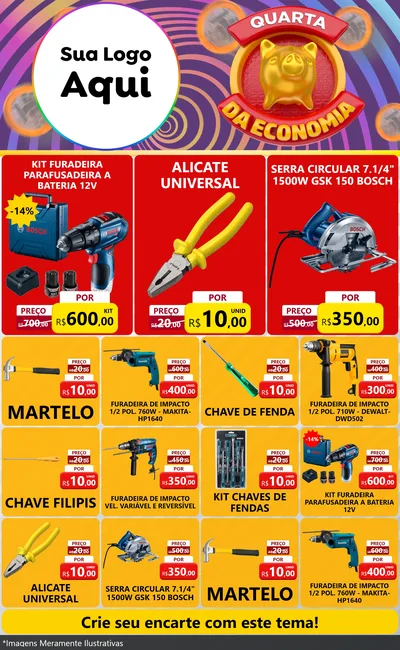 Modelo de Encarte para Encarte Grande com o tema Quarta da Economia para Maquinas e Ferramentas