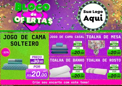 Modelo de Encarte para Encarte A4 Horizontal com o tema Bloco de Ofertas para Cama, Mesa e Banho