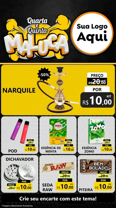 Modelo de Rede Social para Stories com o tema Quarta e Quinta Maluca para Tabacaria